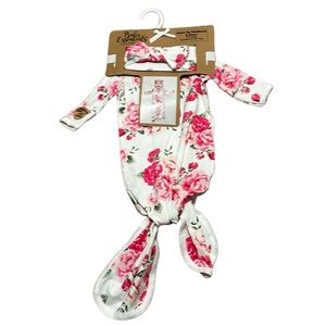 Baby Essentials Floral Photo Op Headband & Gown 0-3m